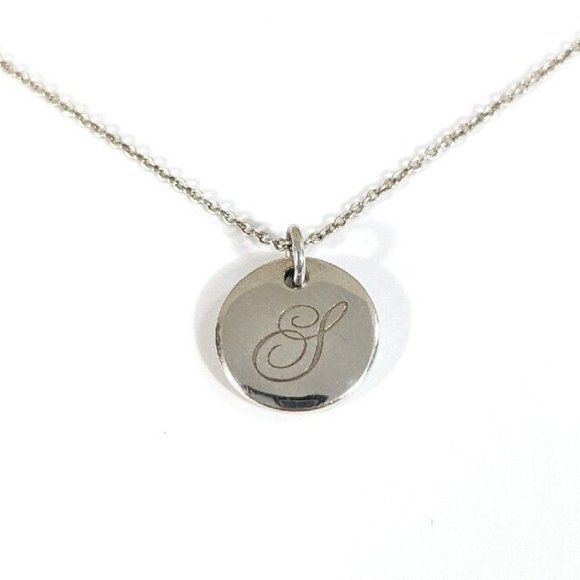 Tiffany Sterling Silver Notes Round Disc Initial Letter S